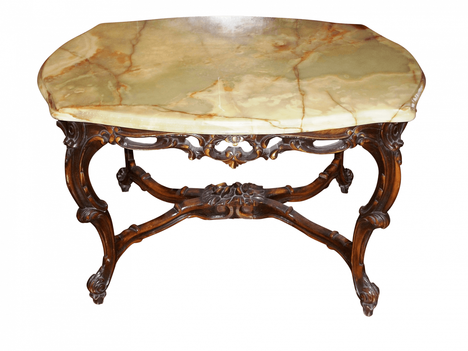 Marble Top Wood Base End Table