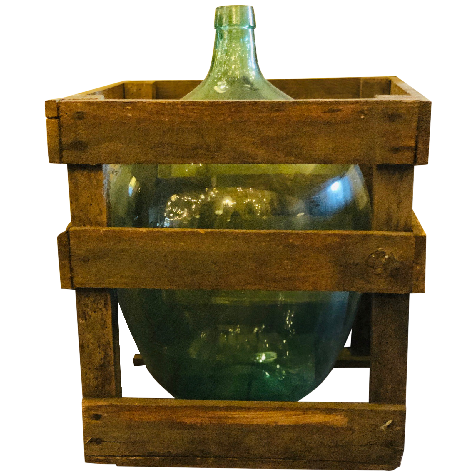 Vintage Demijohn in Wood Crate (08)