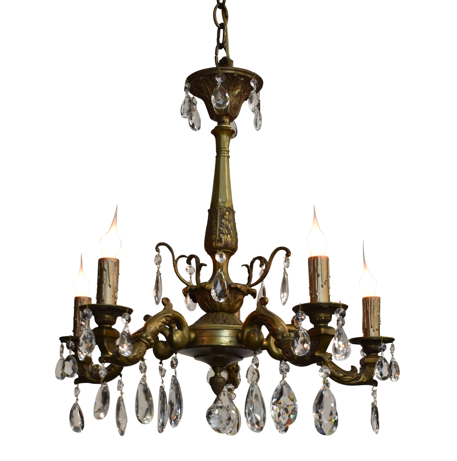 vintage brass and crystal chandelier