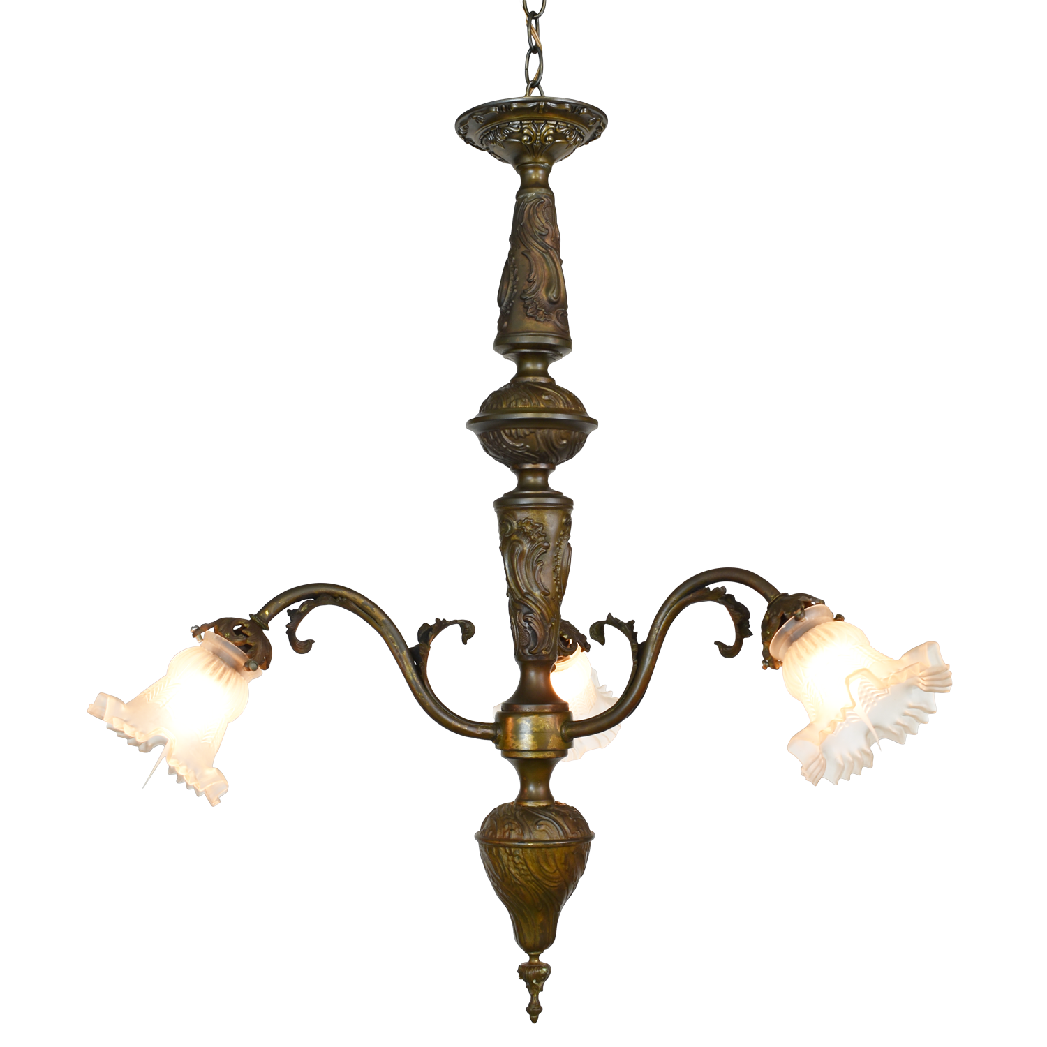 Art Nouveau Brass Chandelier